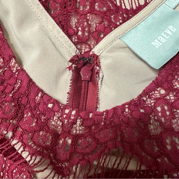 Anthropologie Maeve Red Peplum Tiered Lace Dress - Picture 4 of 6